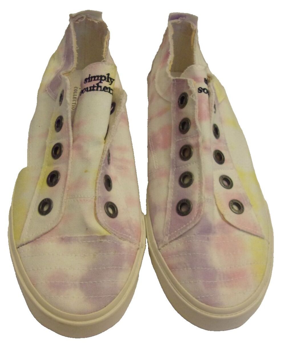 Simply Southern Slip-On Sneakers Tie-Dye Size 9 Soft Pastels Raw Edge Women New